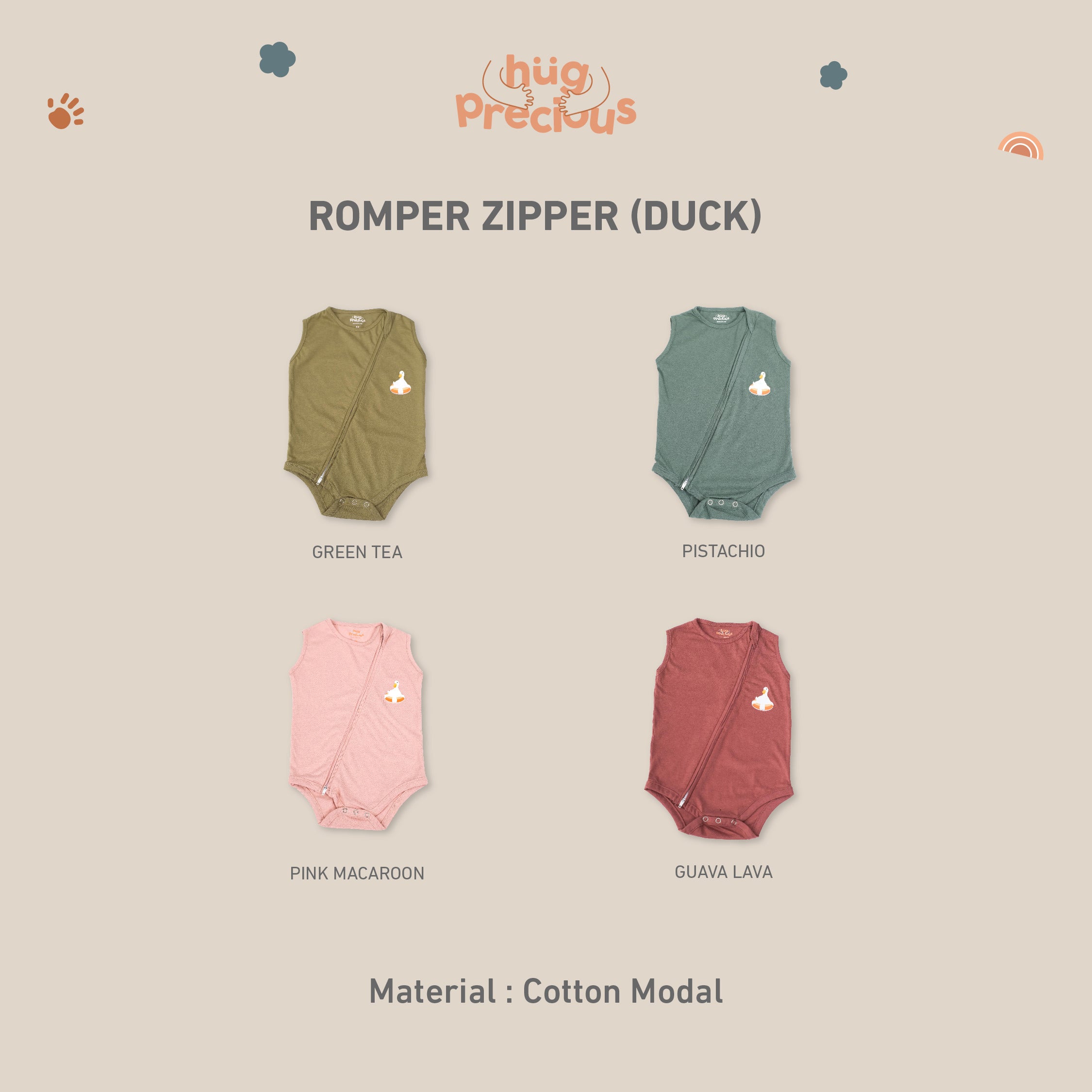 Romper Zipper MONTY THE DUCK Modal