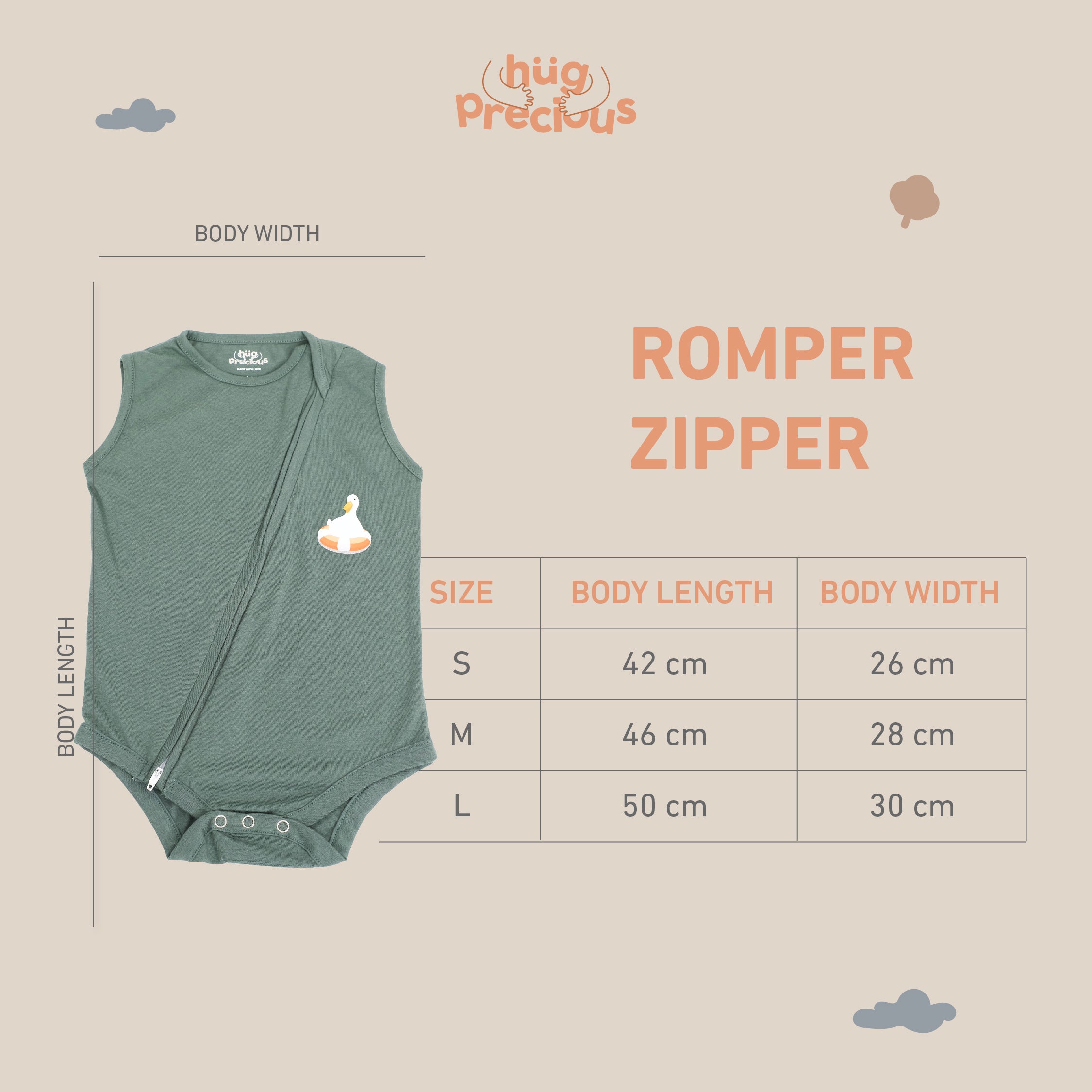 Romper Zipper MONTY THE DUCK Modal