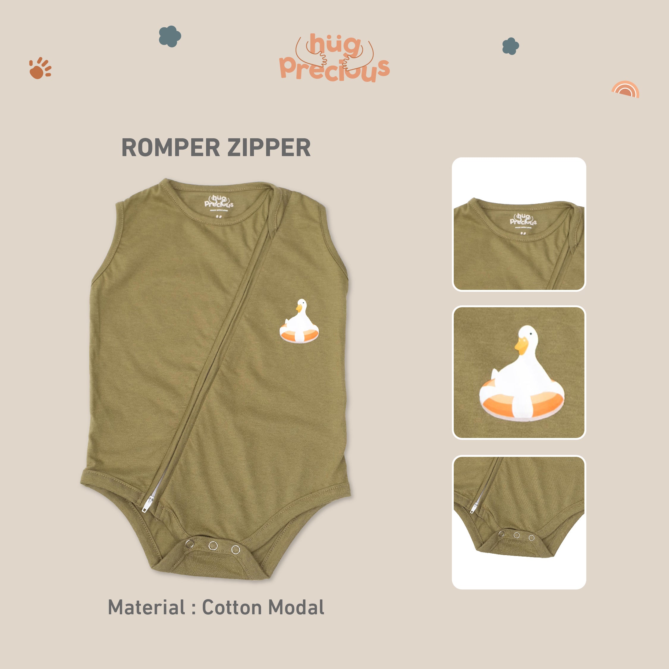 Romper Zipper MONTY THE DUCK Modal