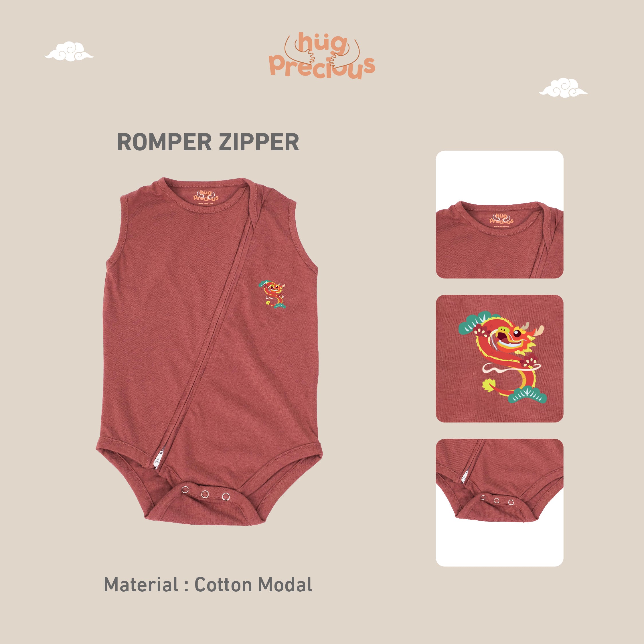 Romper Zipper FULONG Modal