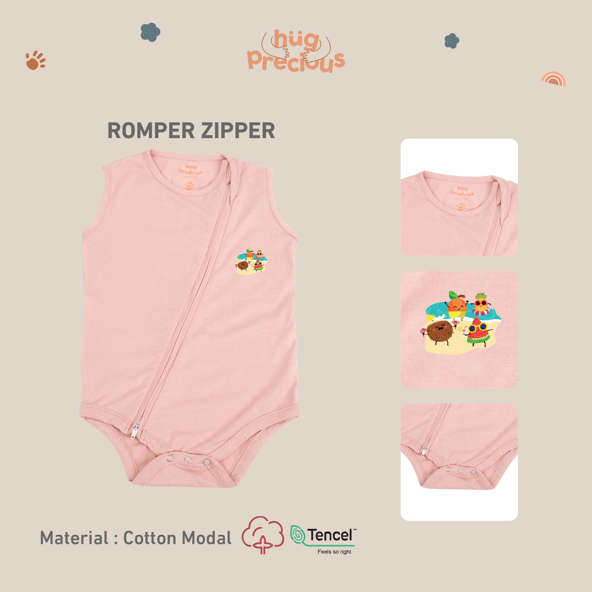 Romper Zipper SUMMER DUCK Modal