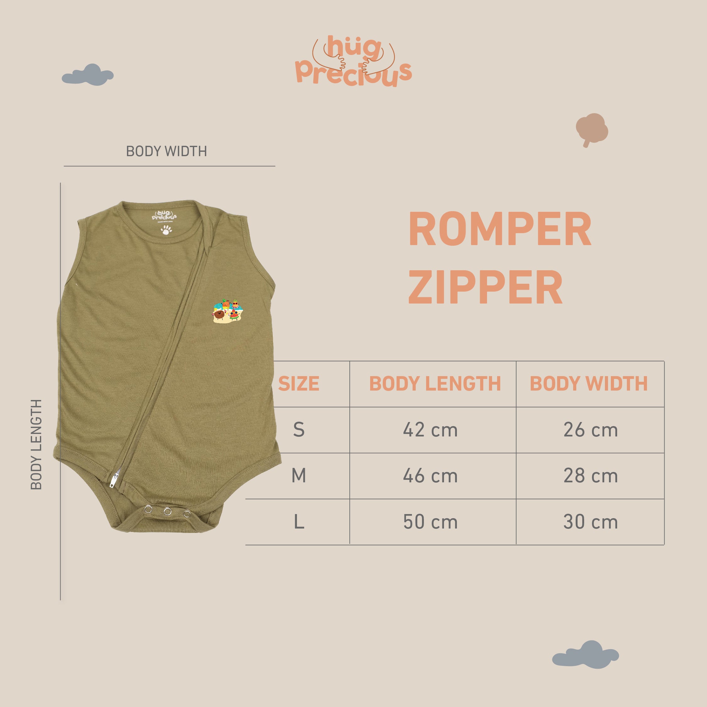 Romper Zipper SUMMER FRUITS Modal