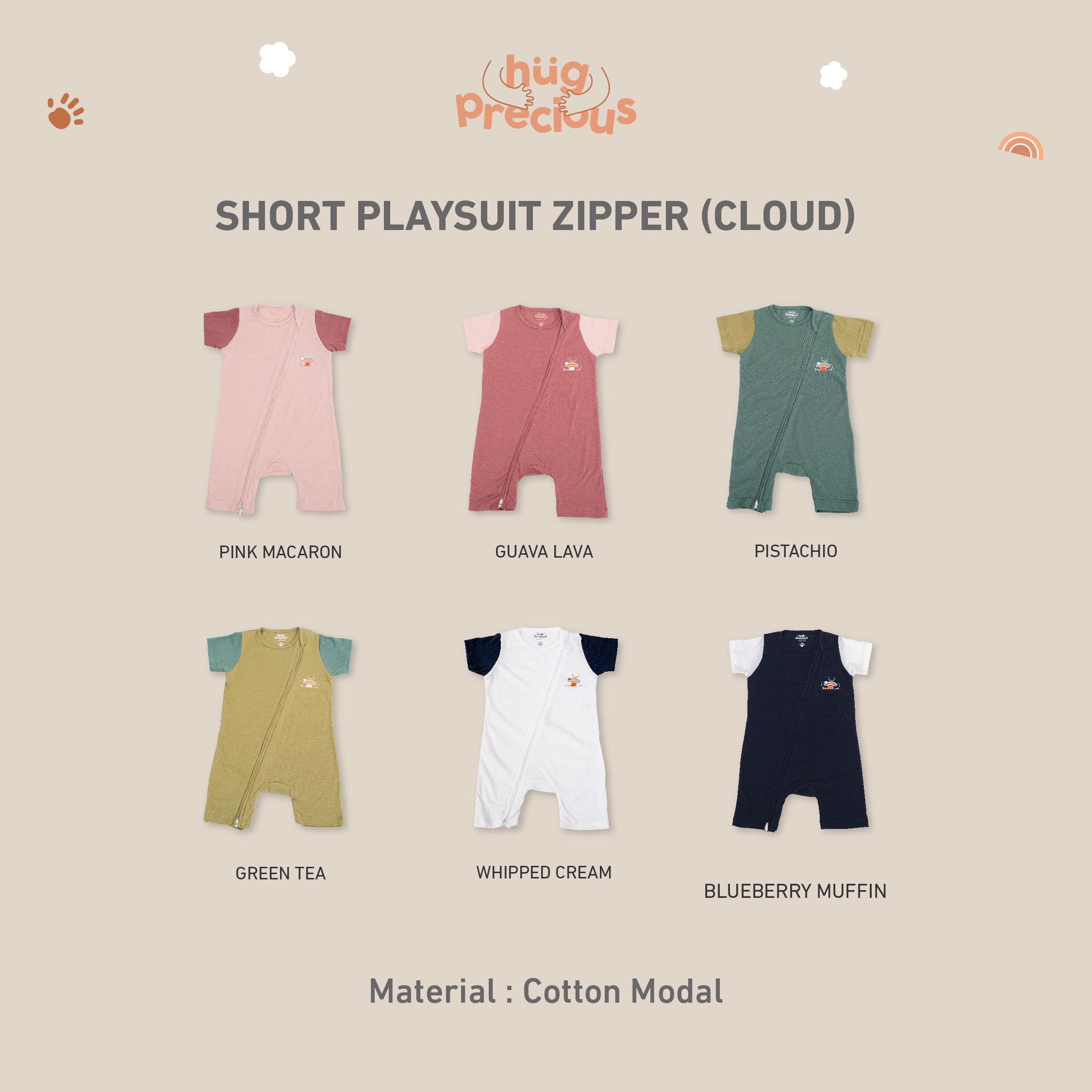 Short Playsuit Zipper CLOUD Modal