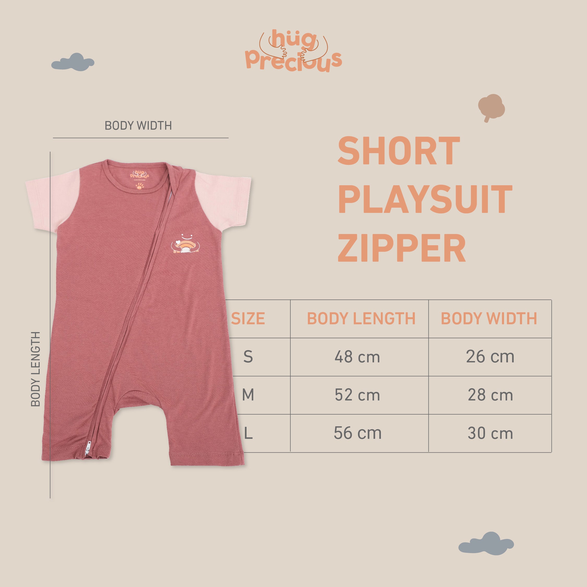 Short Playsuit Zipper CLOUD Modal