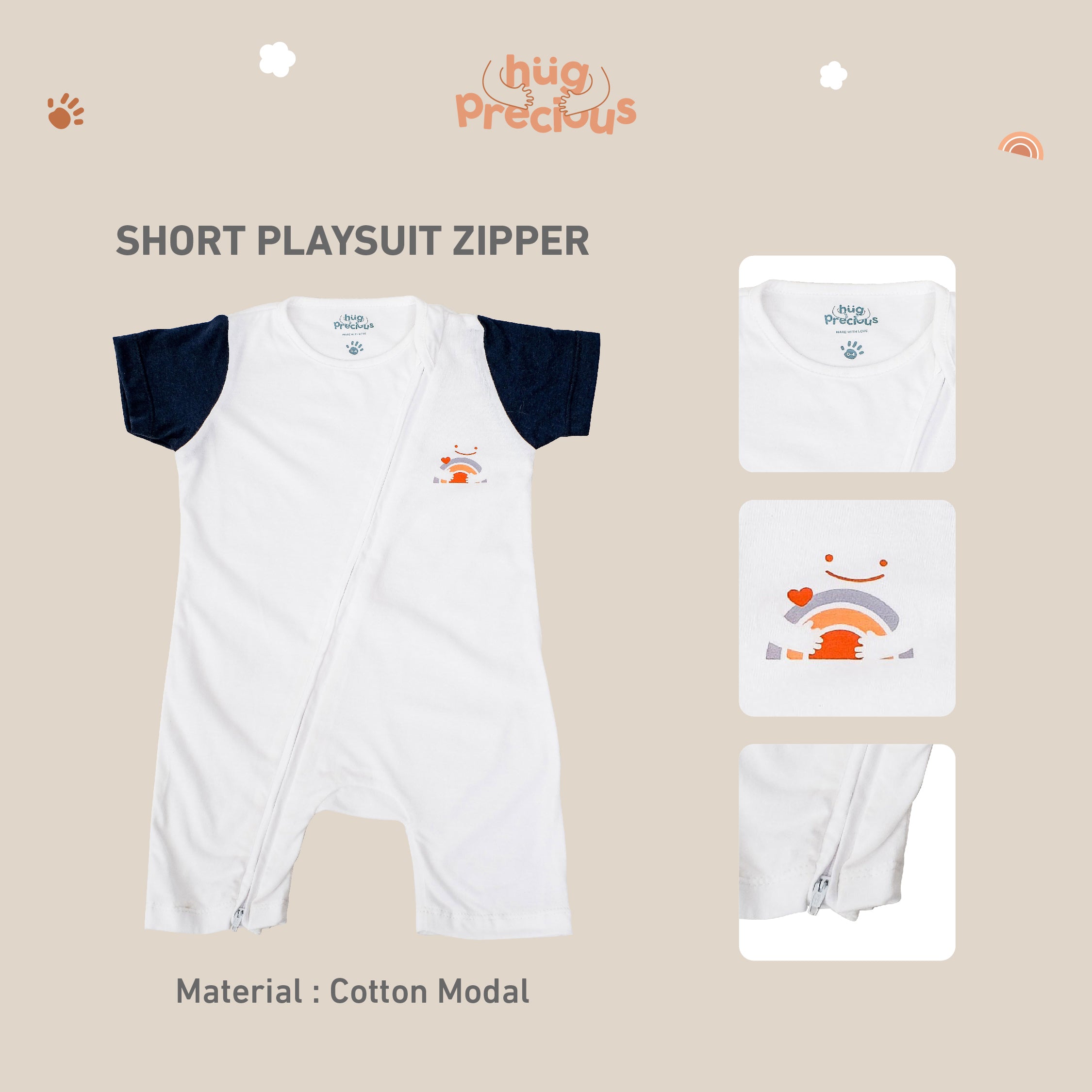 Short Playsuit Zipper CLOUD Modal