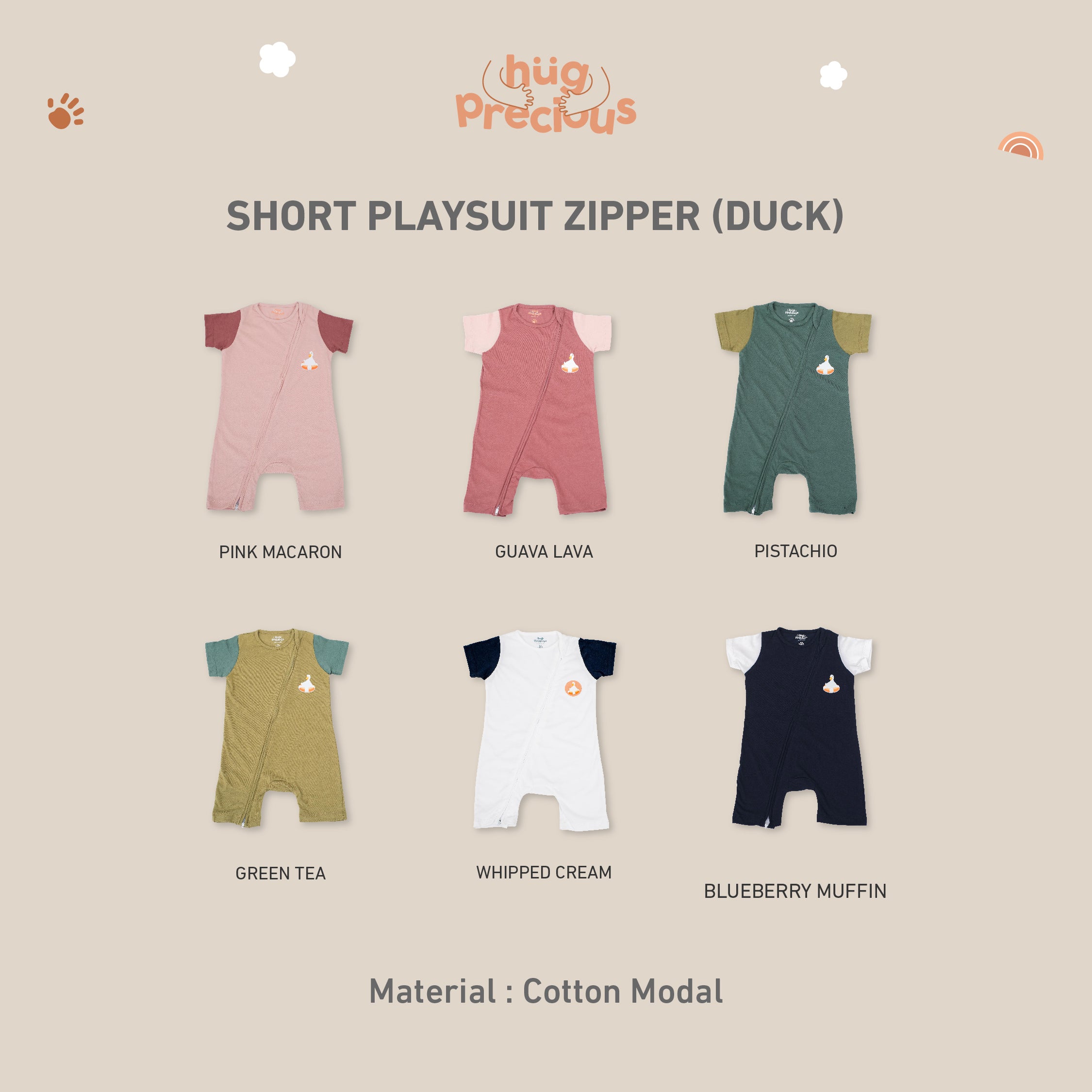 Short Playsuit Zipper MONTY THE DUCK Modal