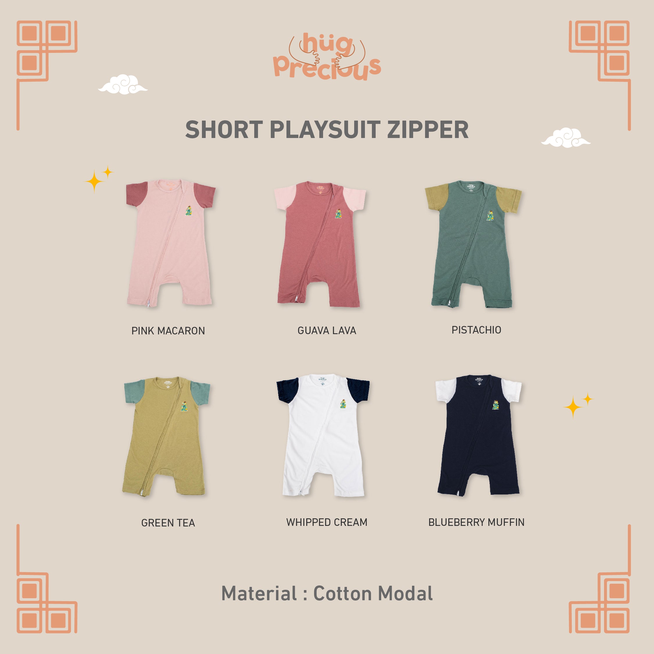 Short Playsuit Zipper LUSHEN Modal