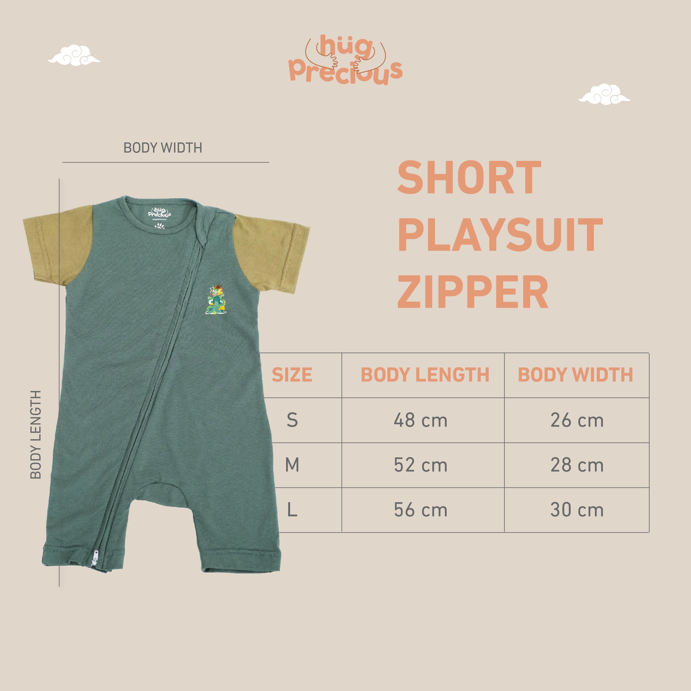 Short Playsuit Zipper LUSHEN Modal