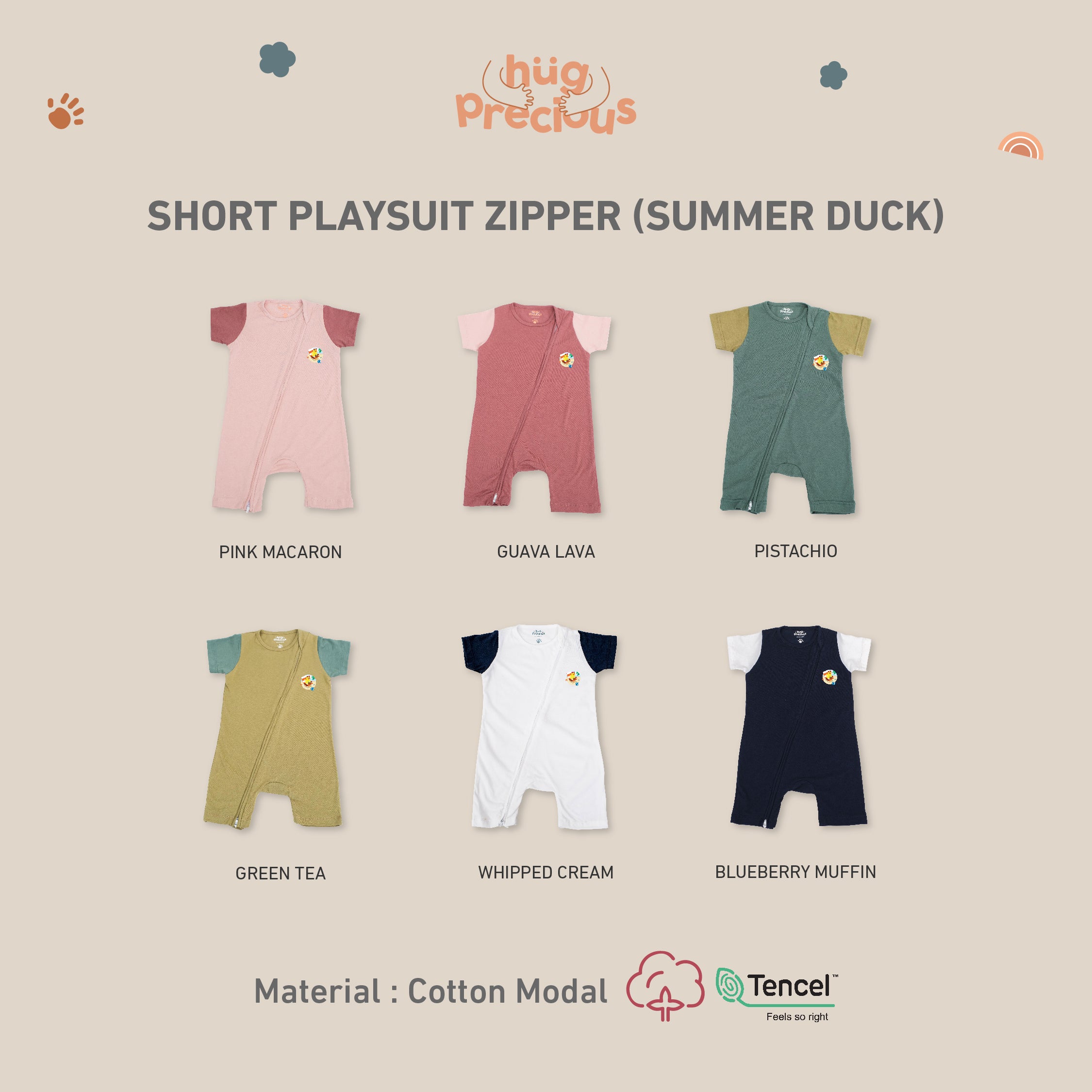 Short Playsuit Zipper SUMMER DUCK Modal