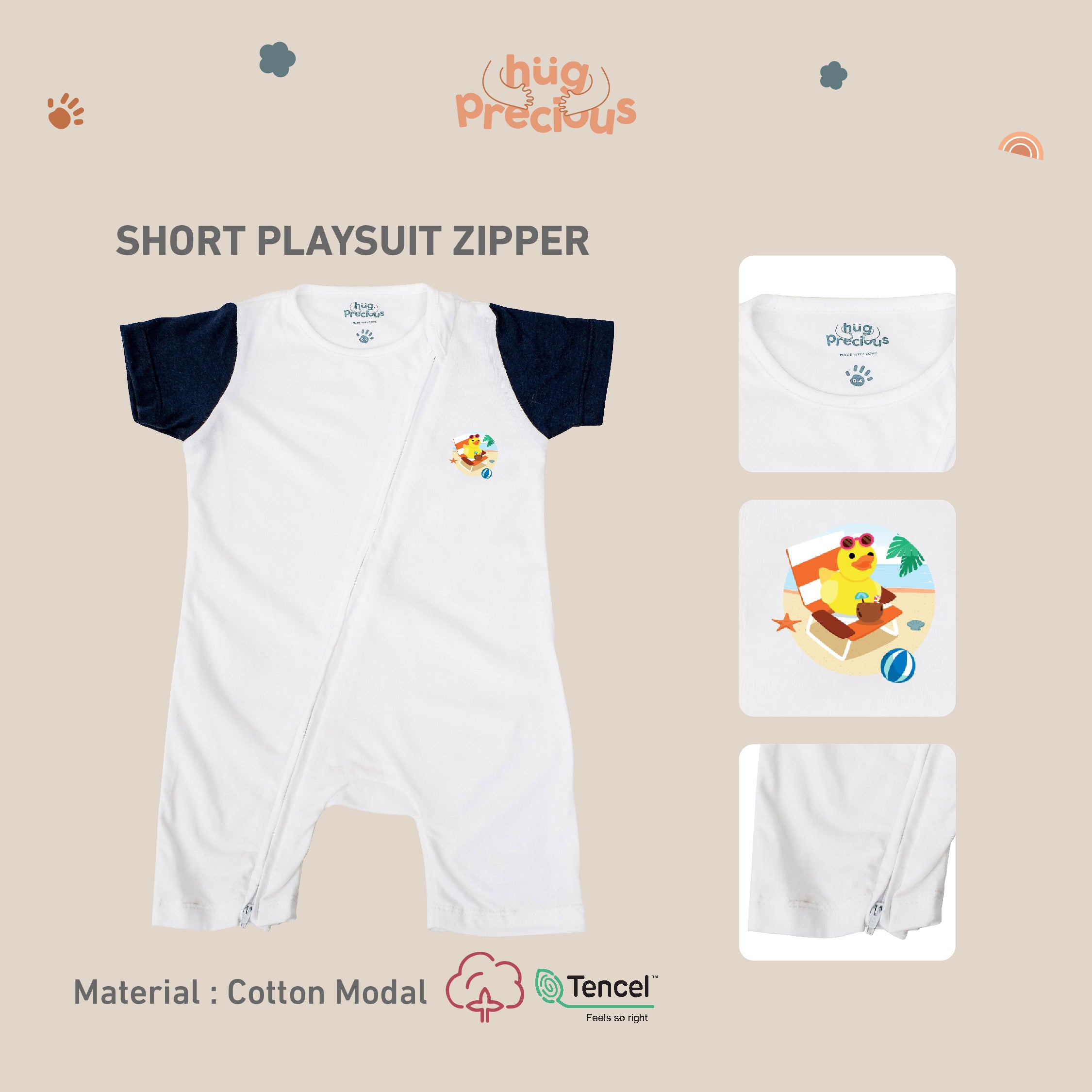 Short Playsuit Zipper SUMMER DUCK Modal