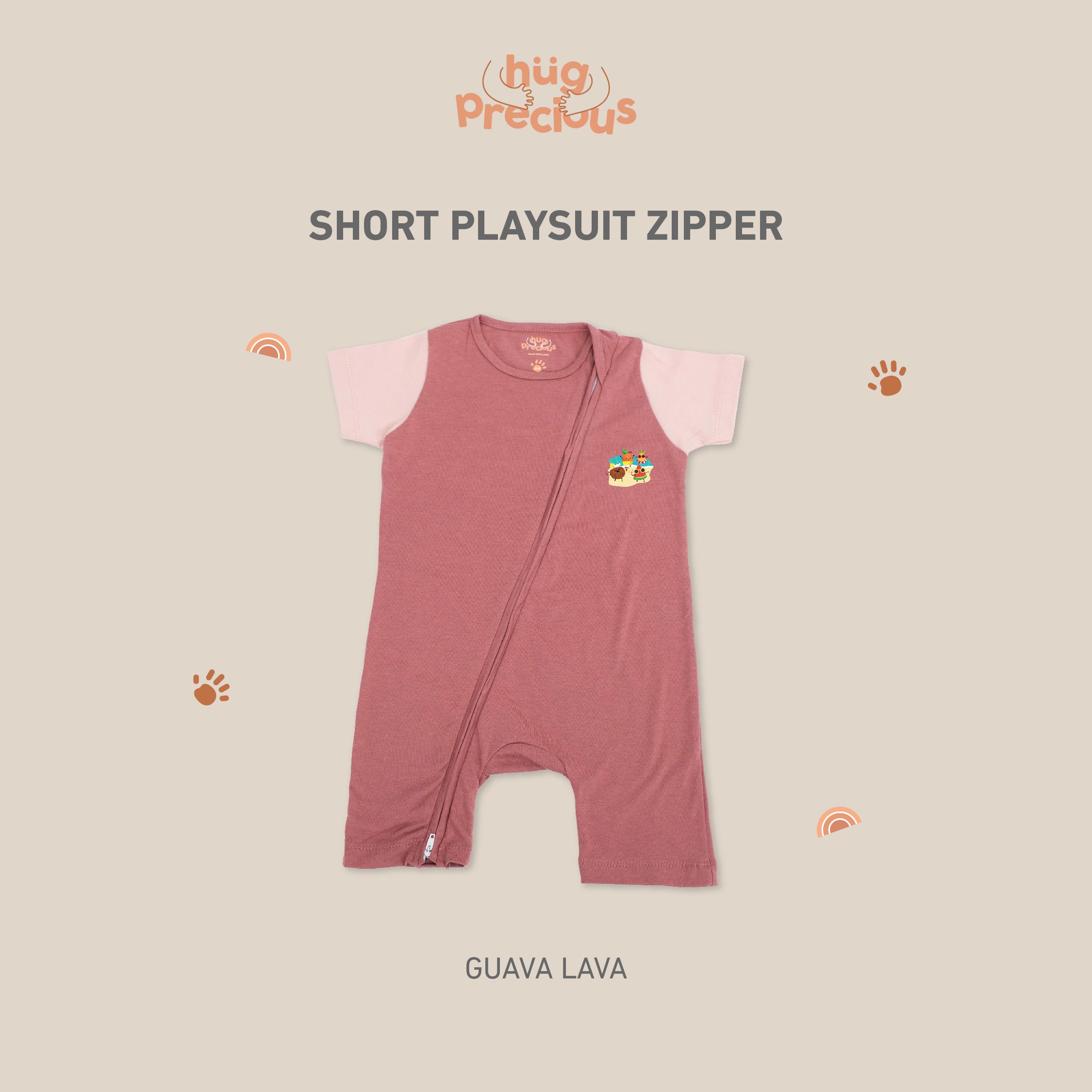 Short Playsuit Zipper SUMMER FRUITS Modal