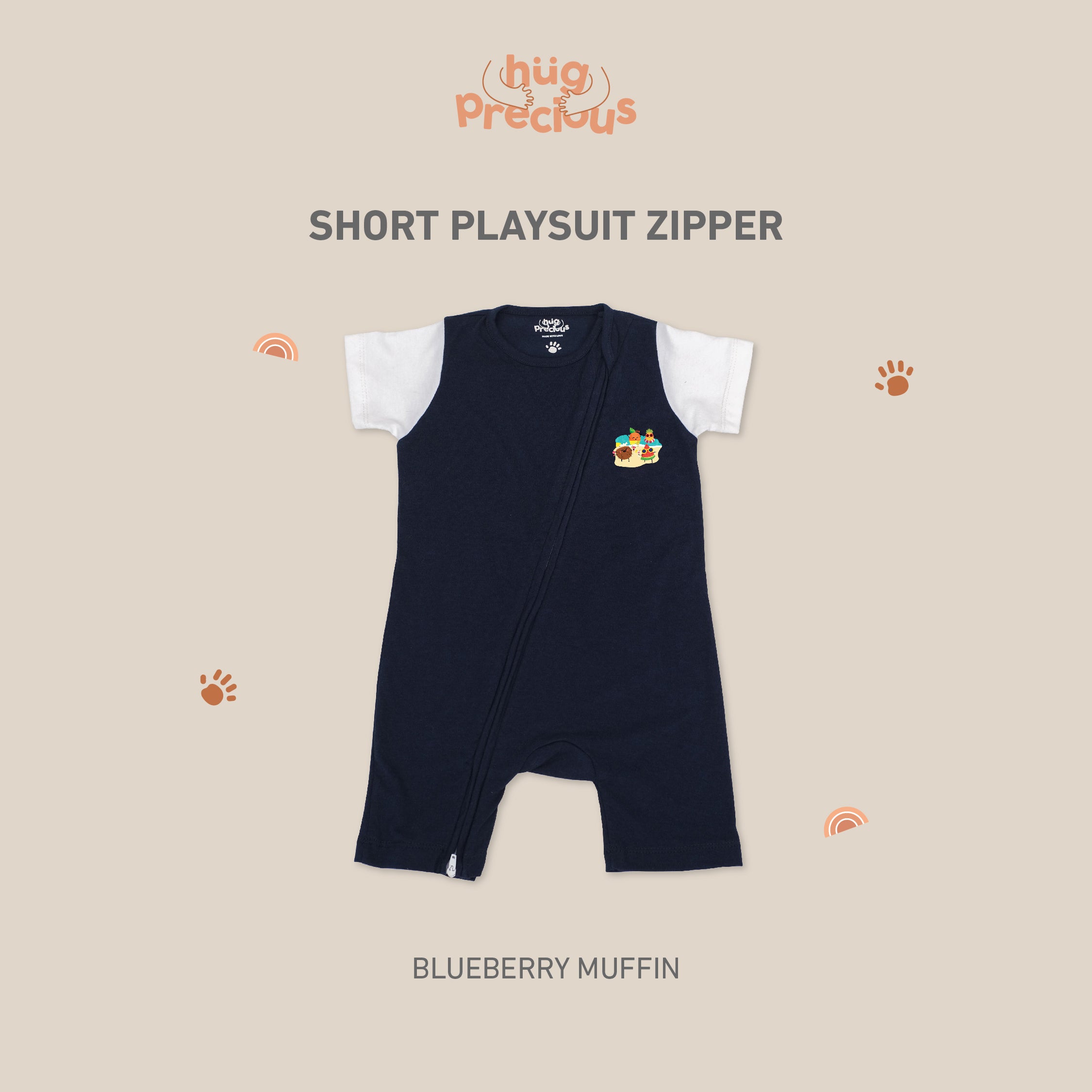 Short Playsuit Zipper SUMMER FRUITS Modal