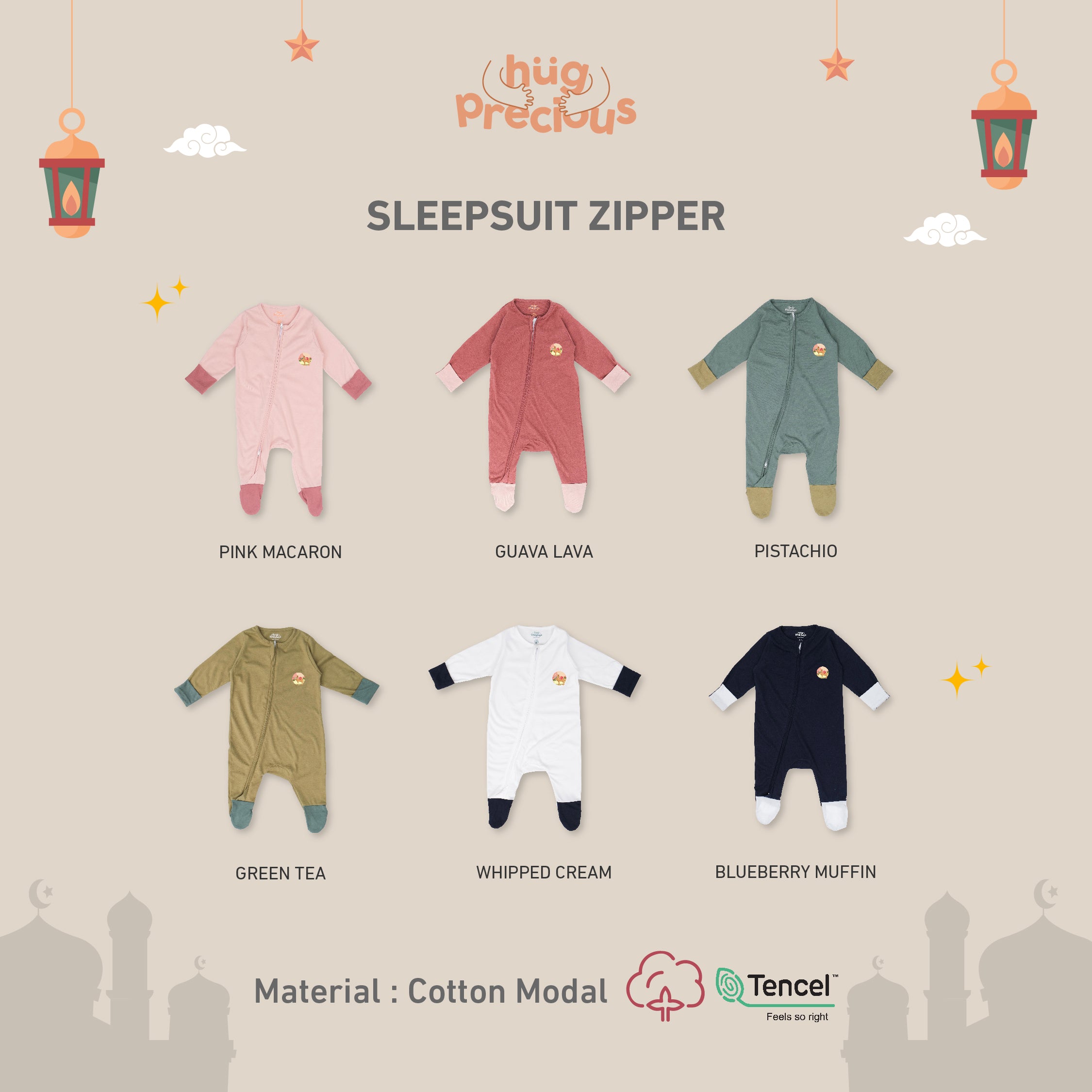 Sleepsuit Zipper SAHARA THE CAMEL Modal