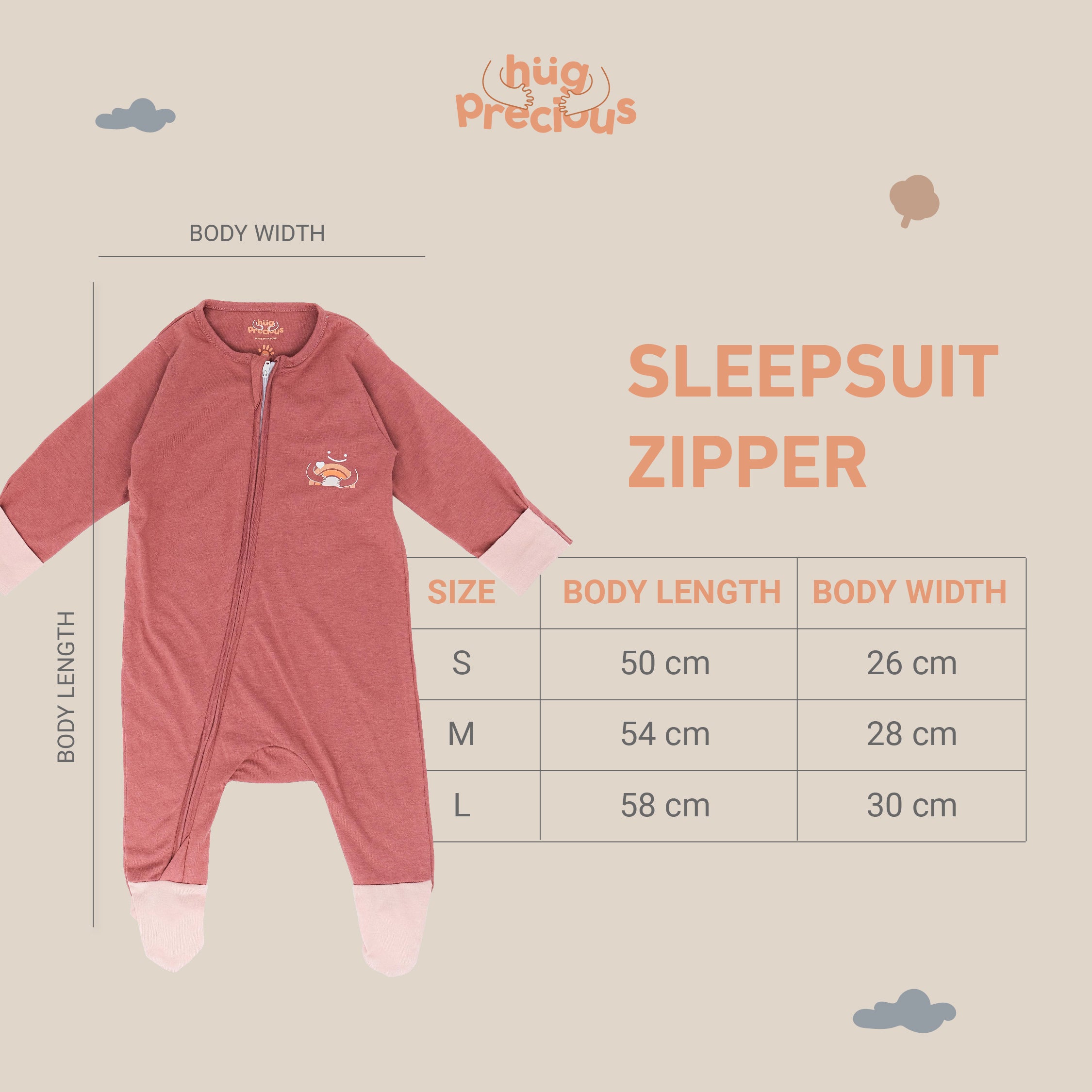 Sleepsuit Zipper CLOUD Modal