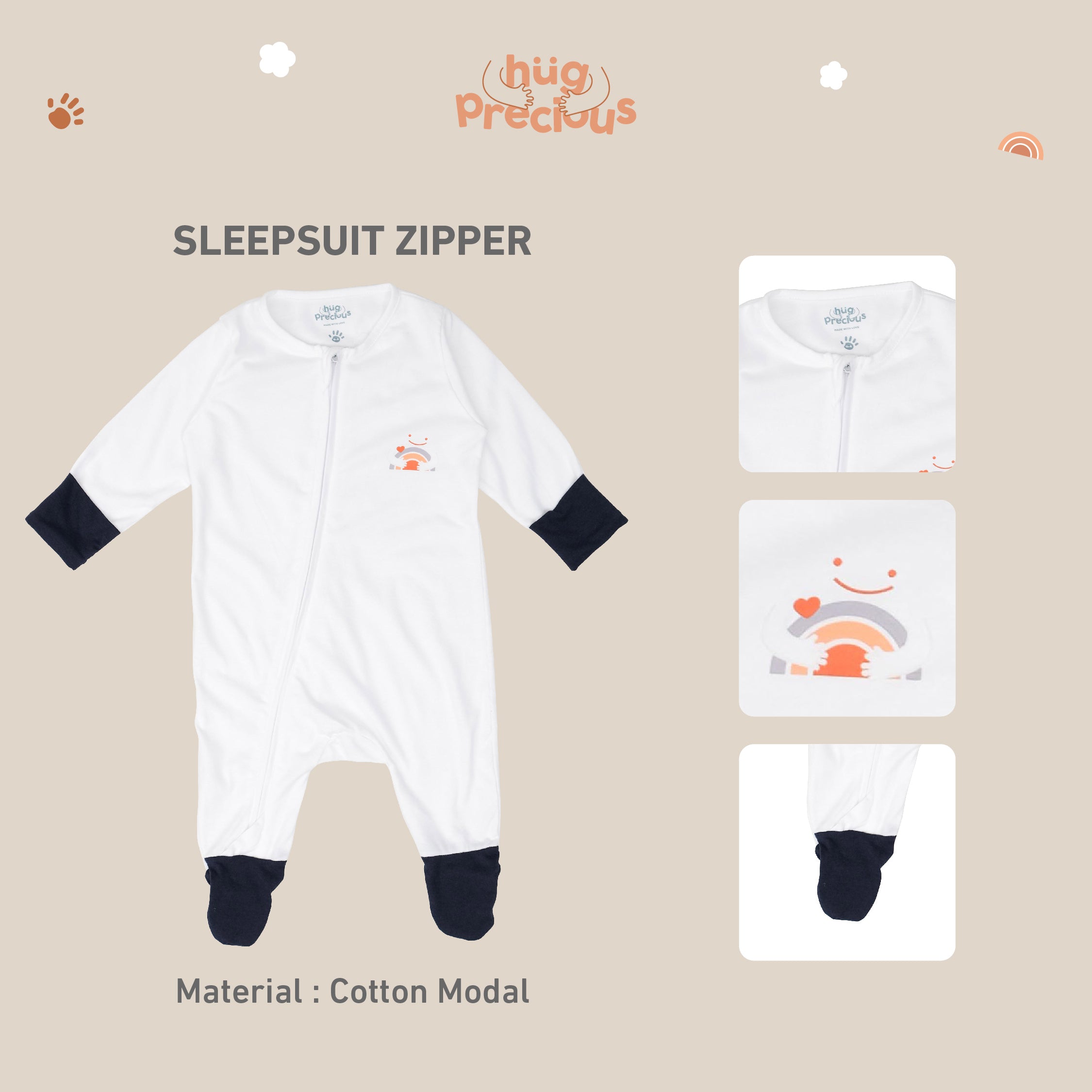 Sleepsuit Zipper CLOUD Modal