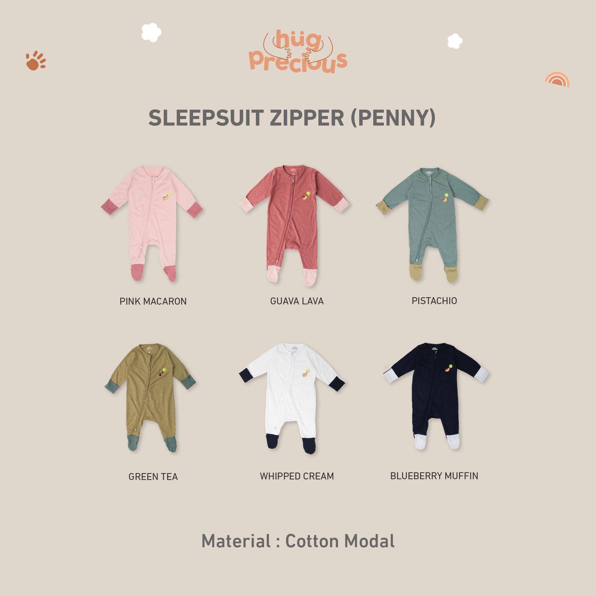 Sleepsuit Zipper PENNY THE TECKLE Modal