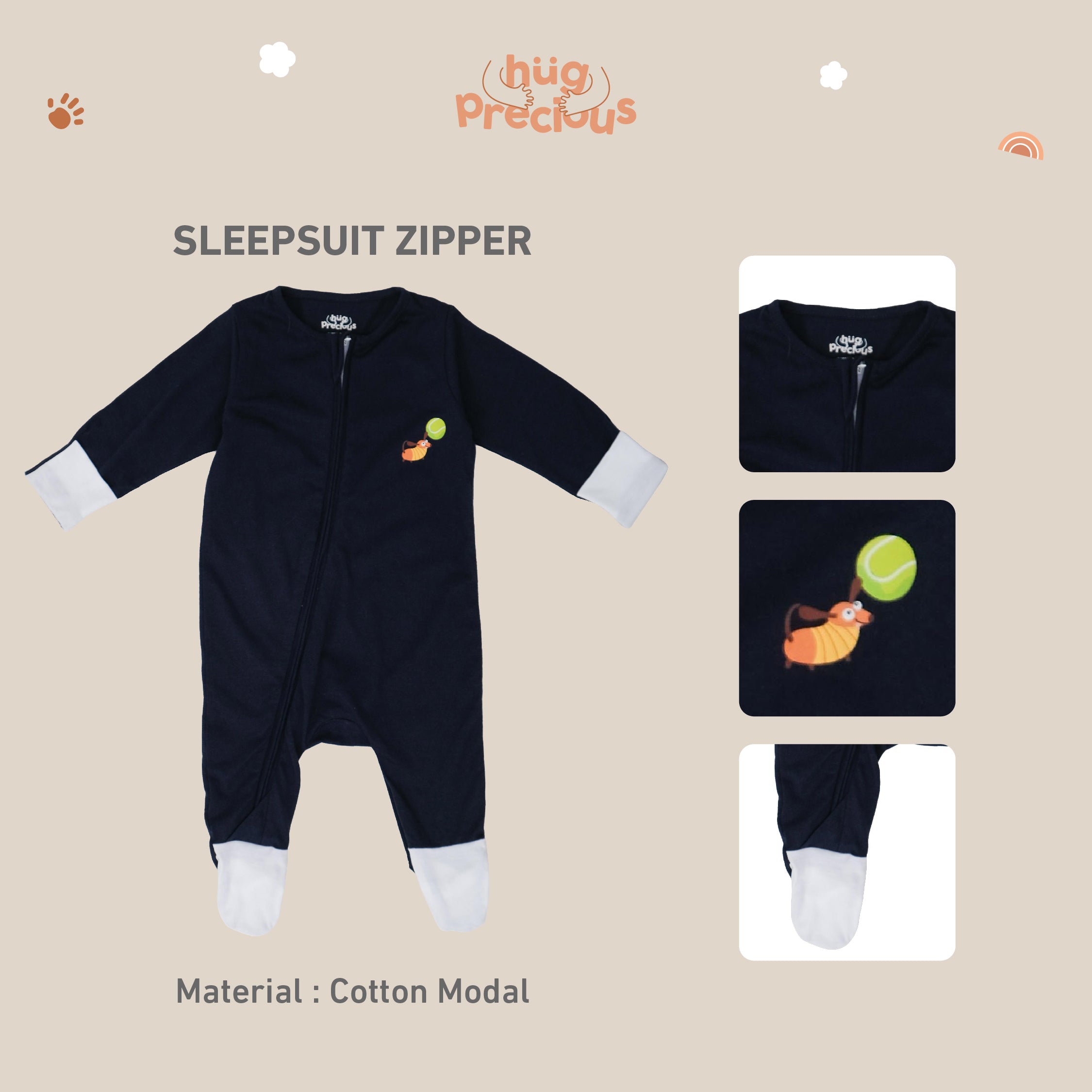 Sleepsuit Zipper PENNY THE TECKLE Modal