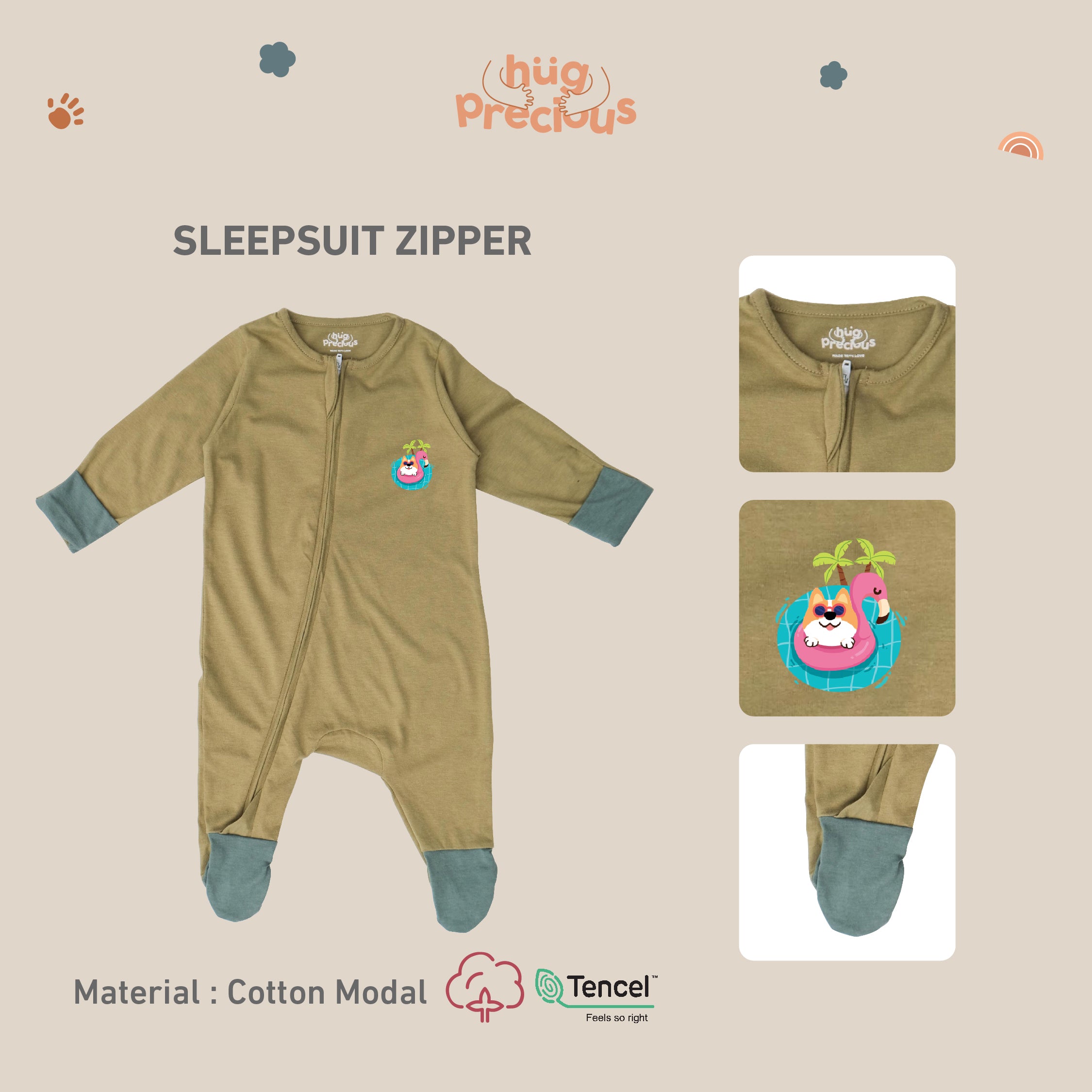 Sleepsuit Zipper SUMMER DOGGO Modal