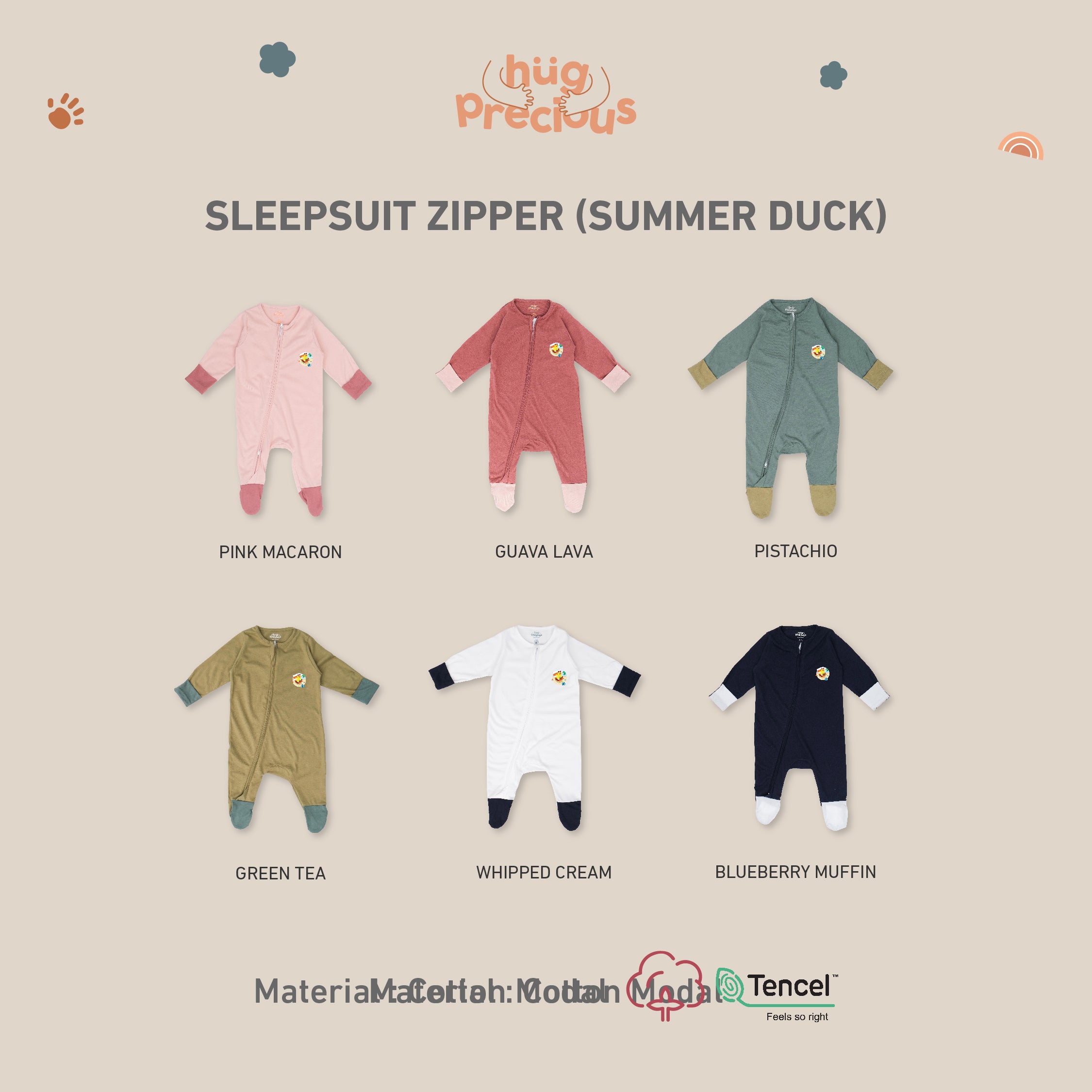 Sleepsuit Zipper SUMMER DUCK Modal