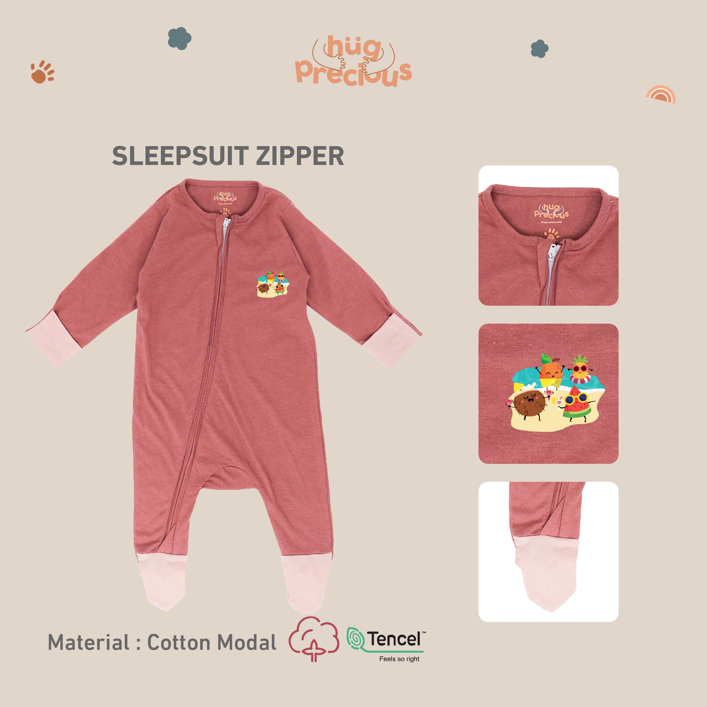 Sleepsuit Zipper SUMMER DUCK Modal