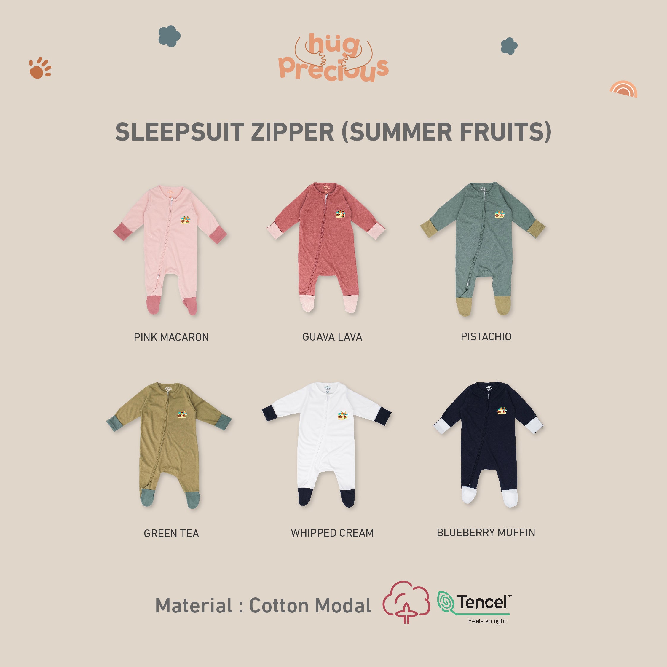 Sleepsuit Zipper SUMMER FRUITS Modal