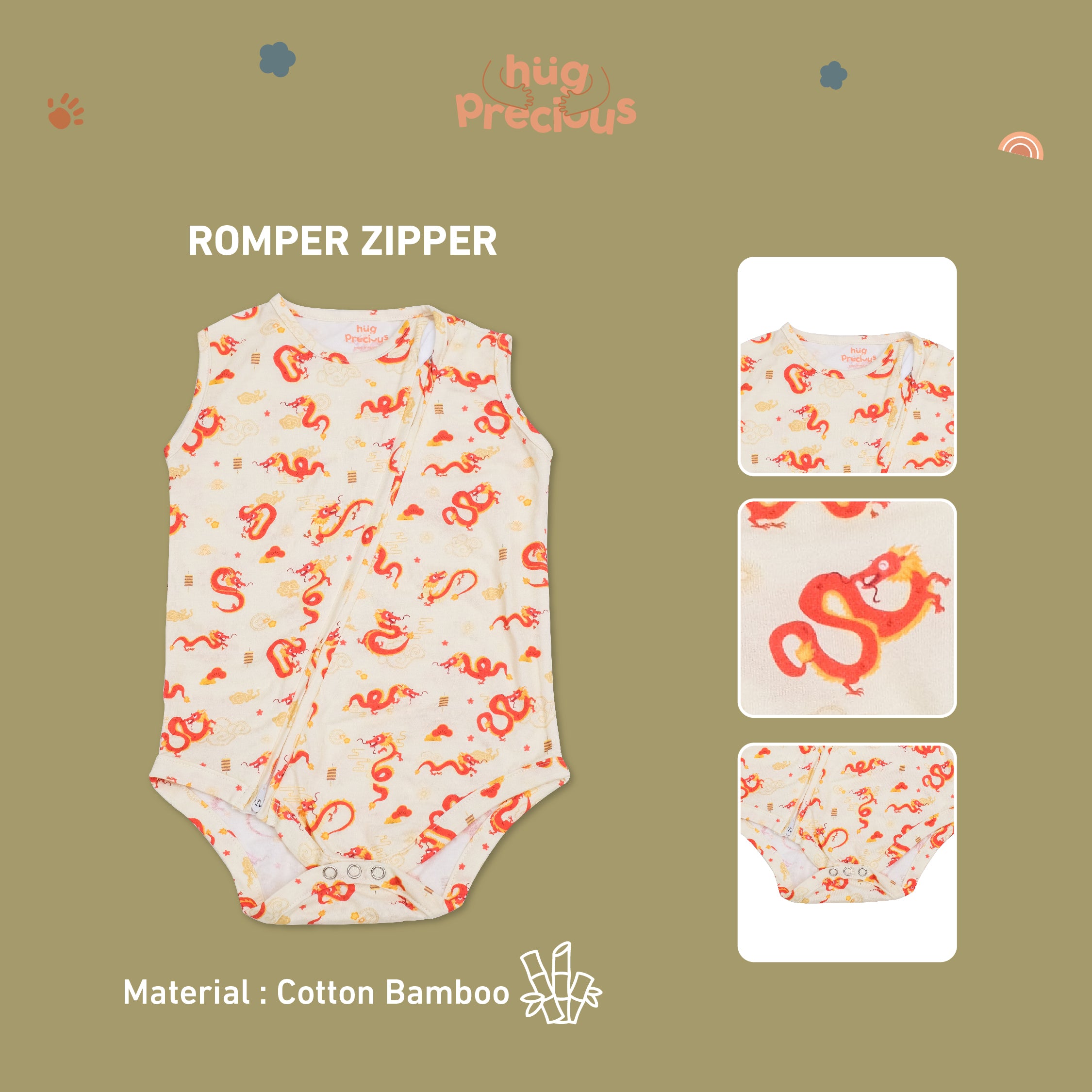 Romper Zipper QING THE DRAGON Bamboo