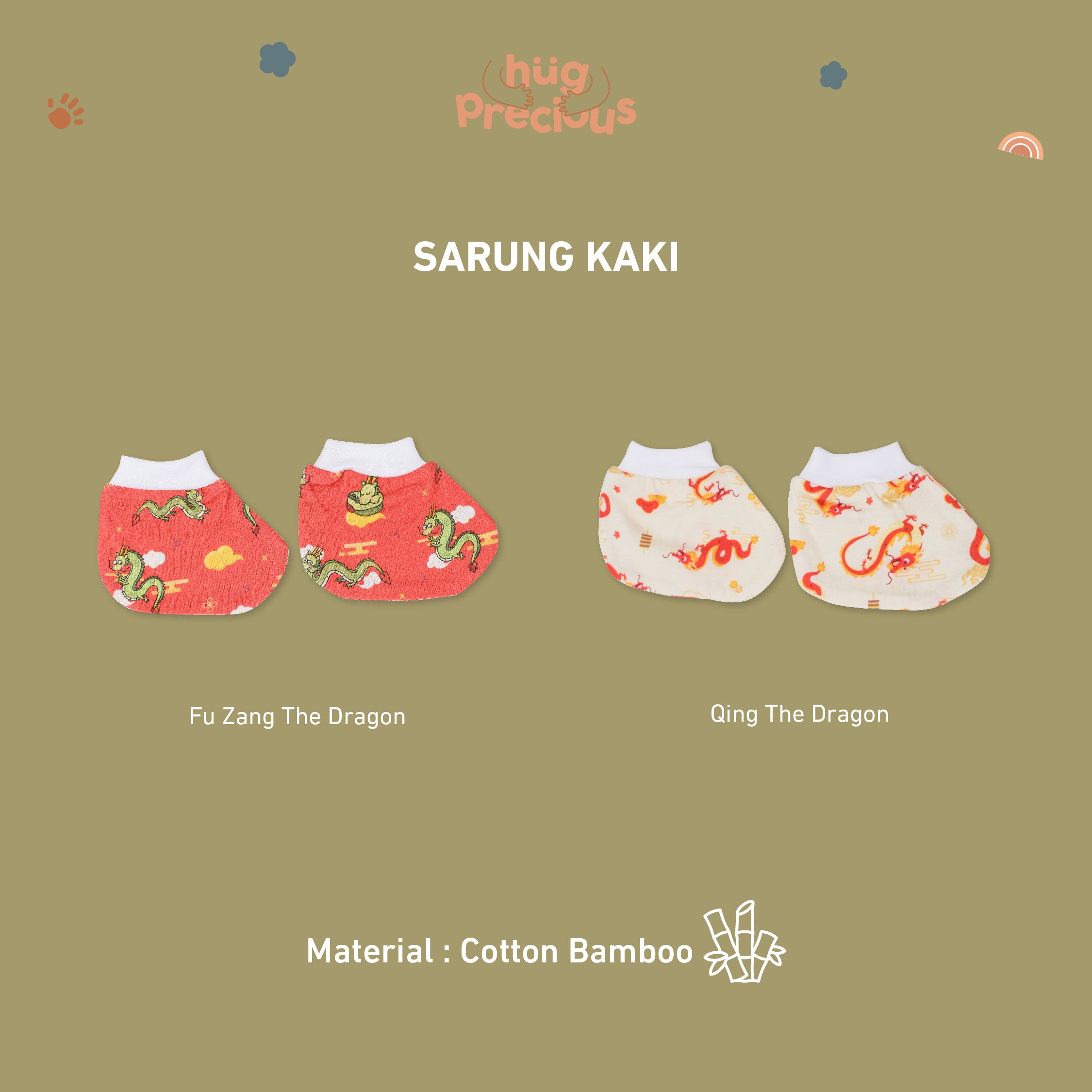 Sarung Kaki Bayi Bamboo FUZANG THE DRAGON