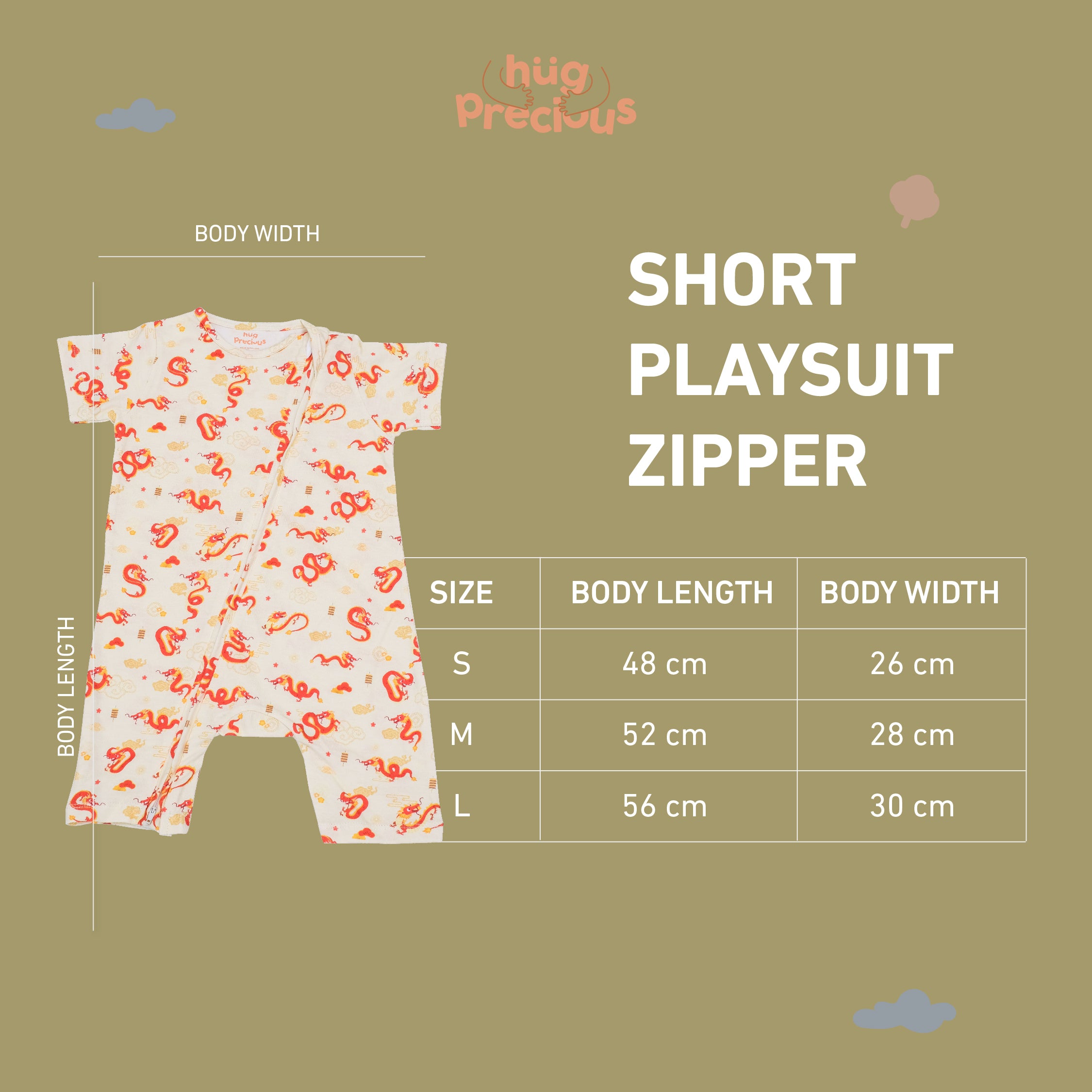 Short Playsuit Zipper QING THE DRAGON Bamboo