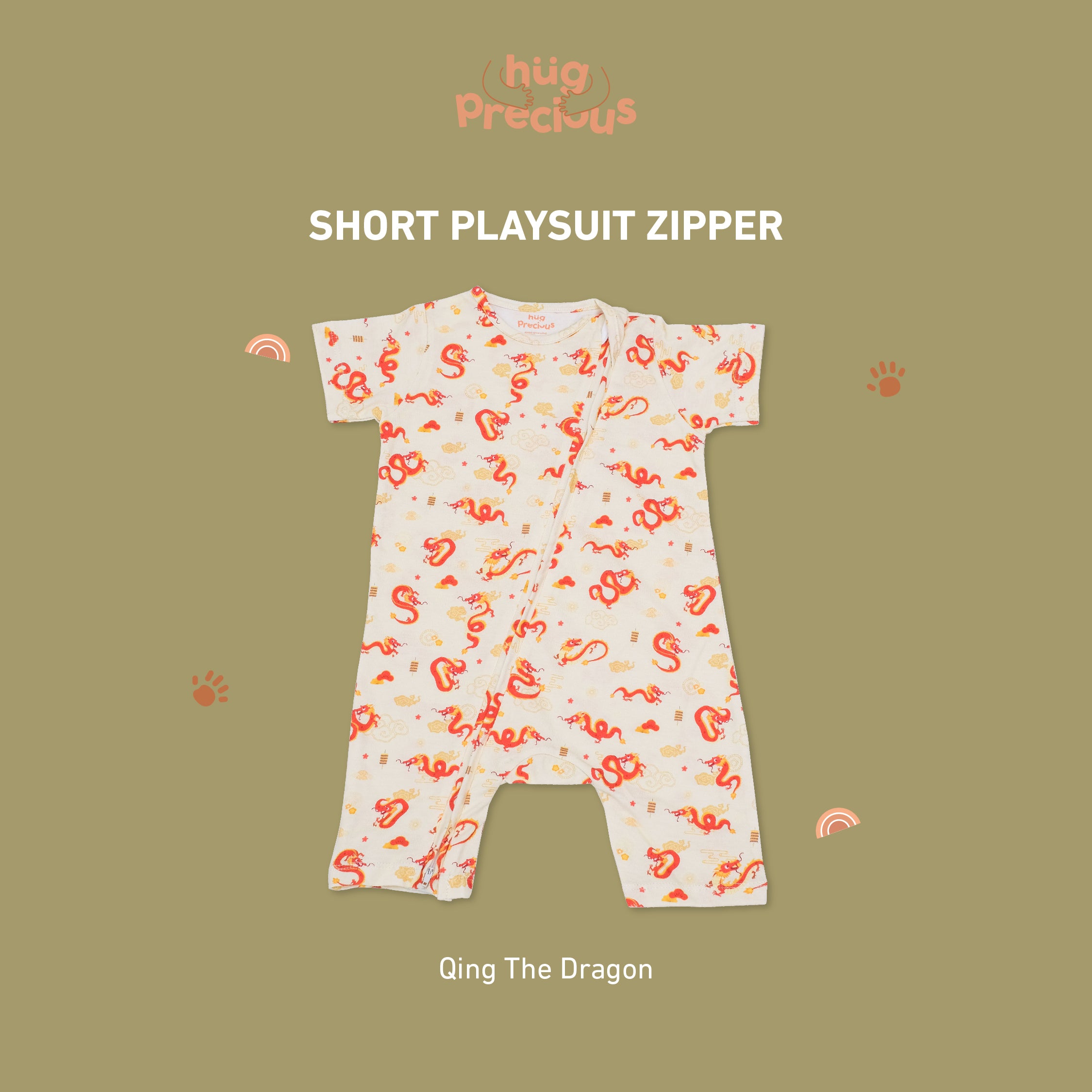 Short Playsuit Zipper QING THE DRAGON Bamboo