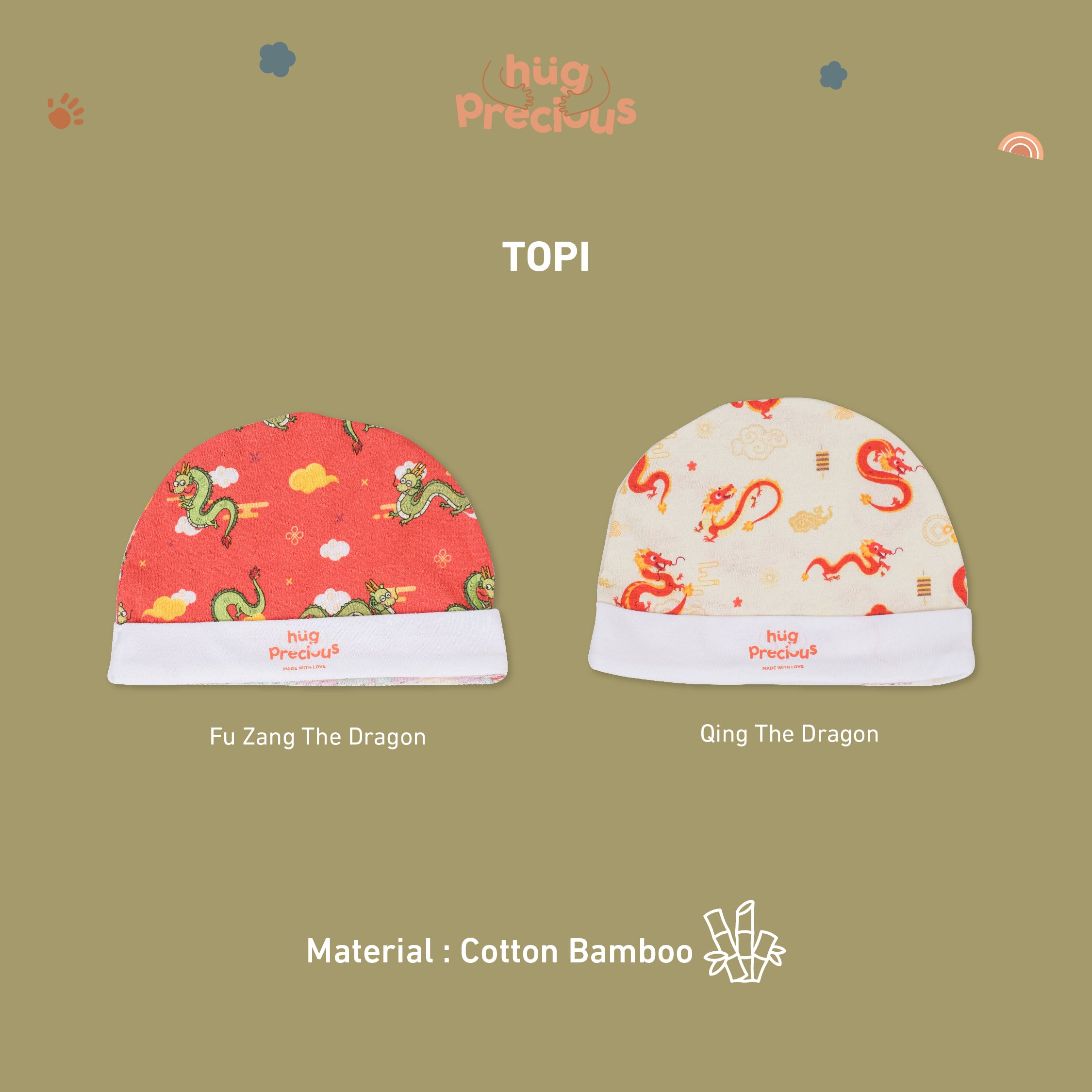 Topi Bayi Bamboo FUZANG THE DRAGON