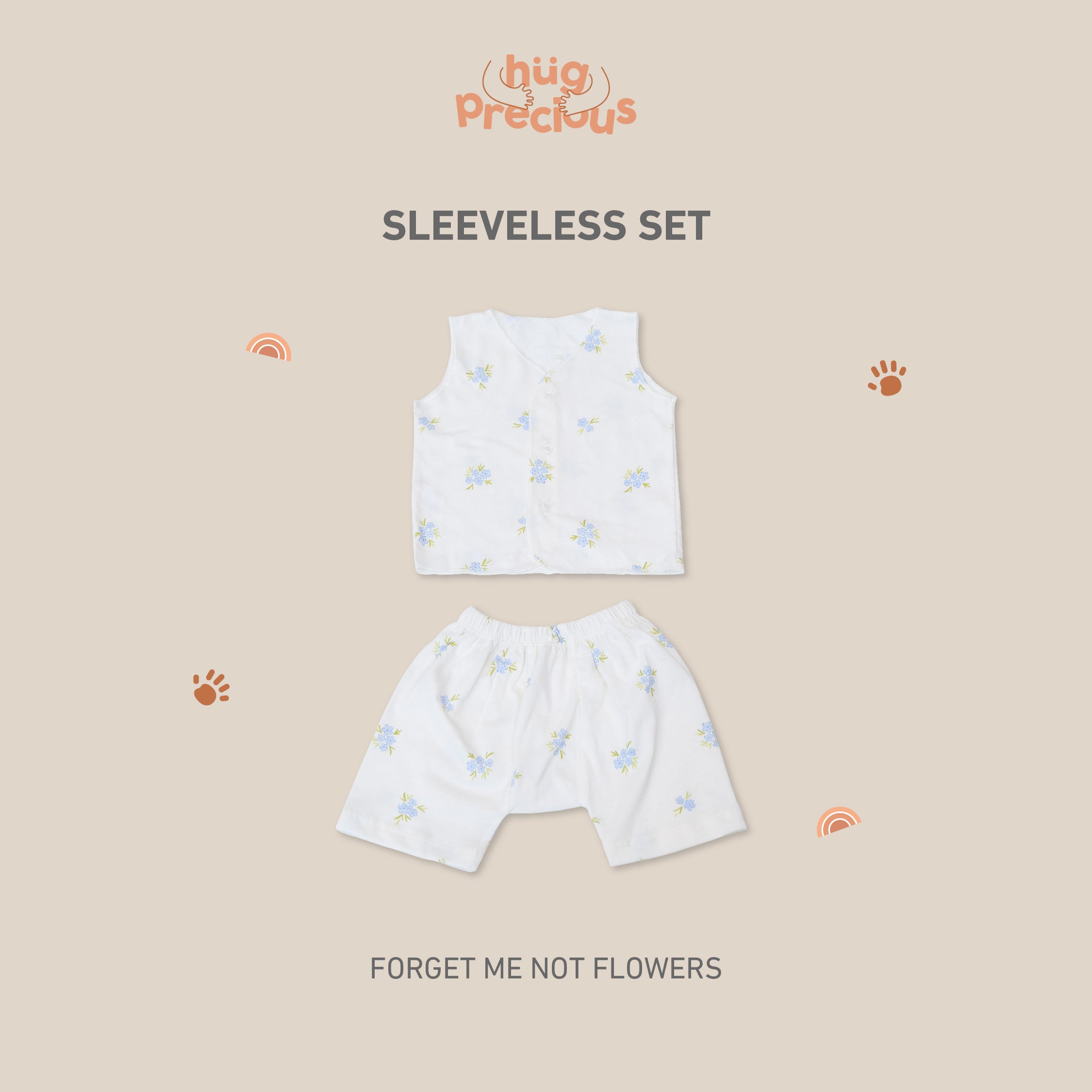 Little Wear Short Sleeveless Set - 2.0 (Setelan Baju Bayi Lengan Buntung)