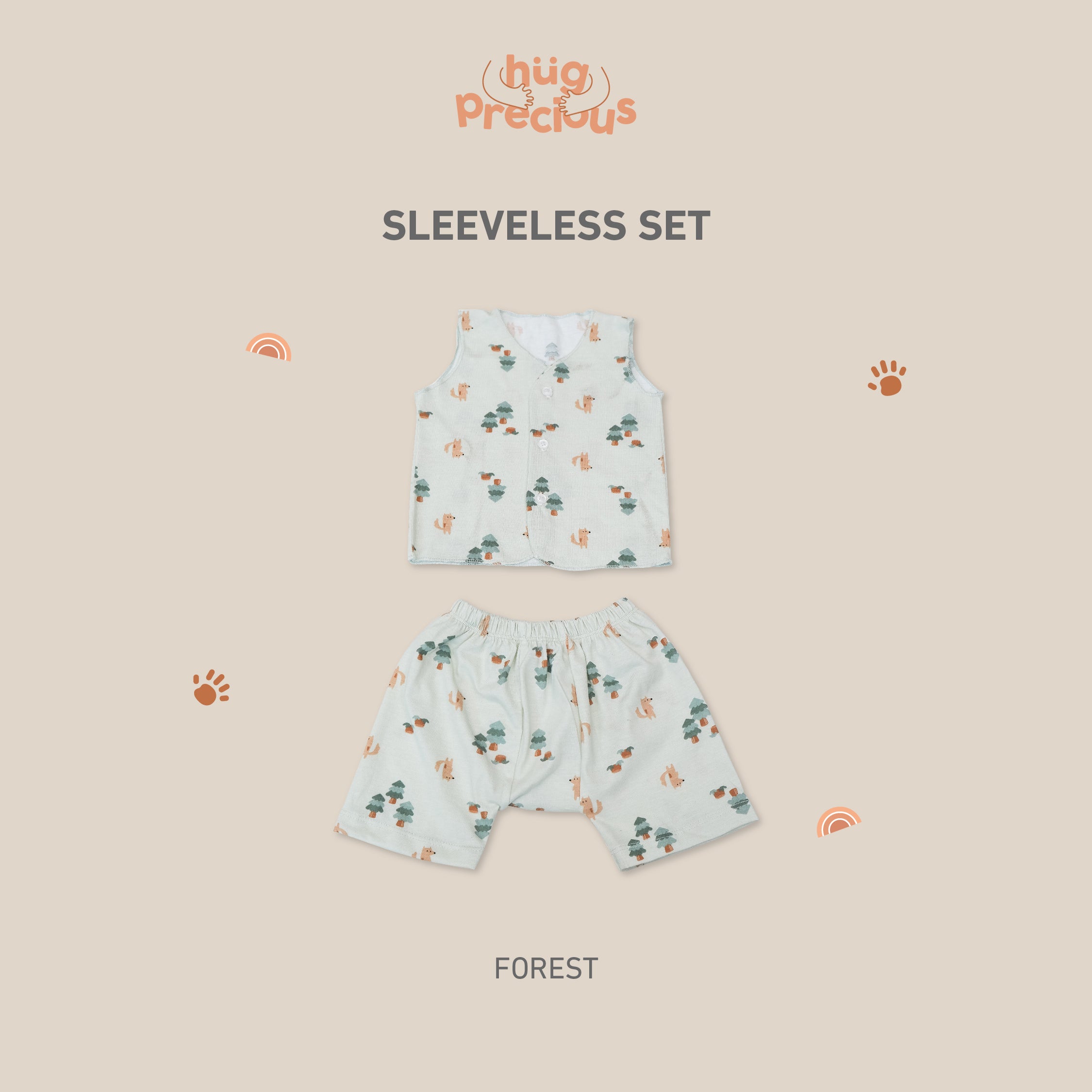 Little Wear Short Sleeveless Set - 1.0 (Setelan Baju Bayi Lengan Buntung)