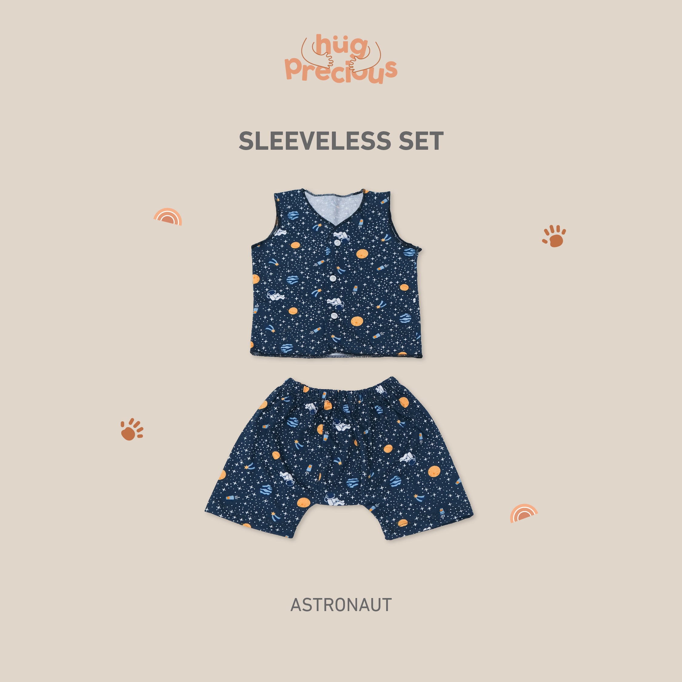 Little Wear Short Sleeveless Set - 1.0 (Setelan Baju Bayi Lengan Buntung)