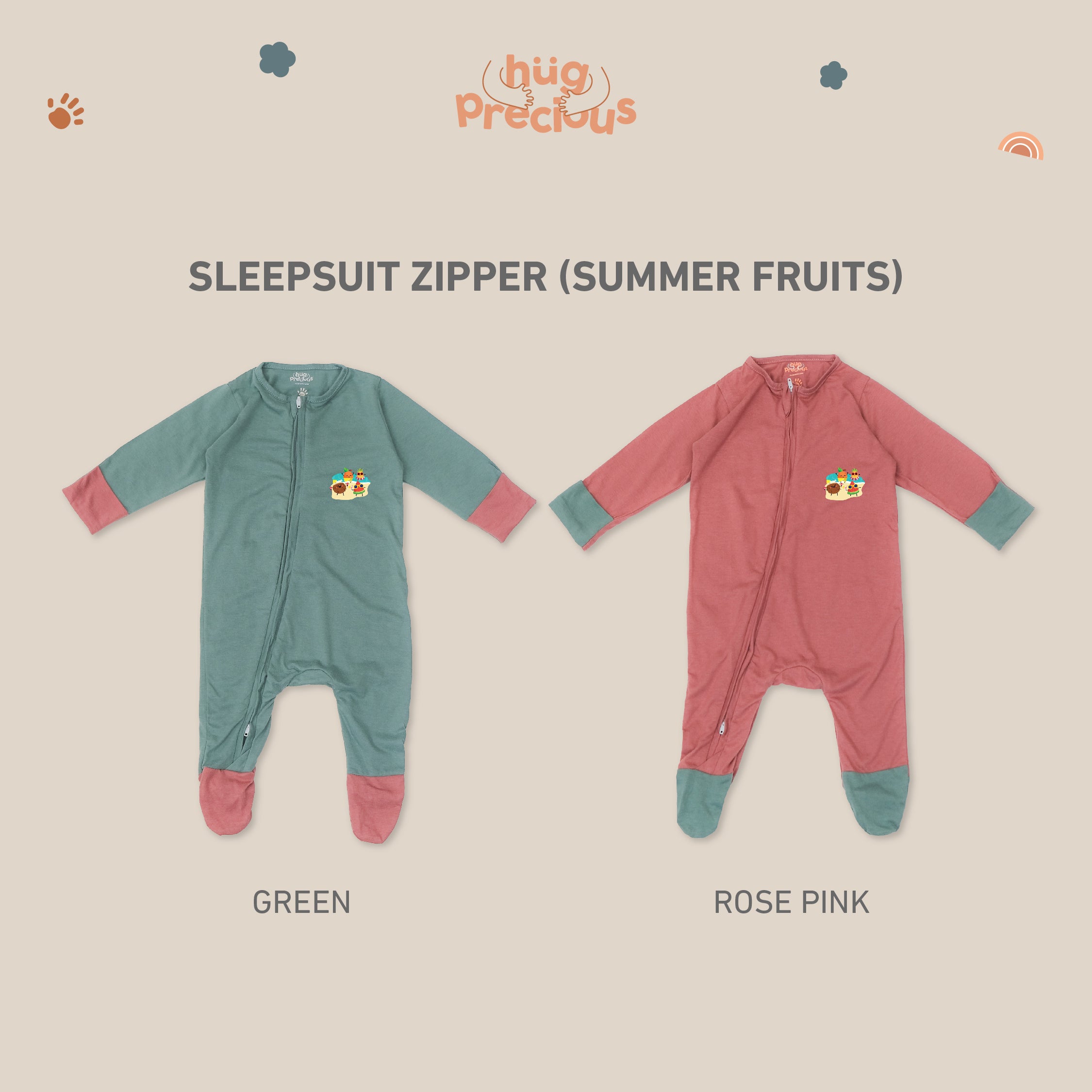 Sleepsuit Zipper - Summer Fruits - Modal - (Jumper Bayi)