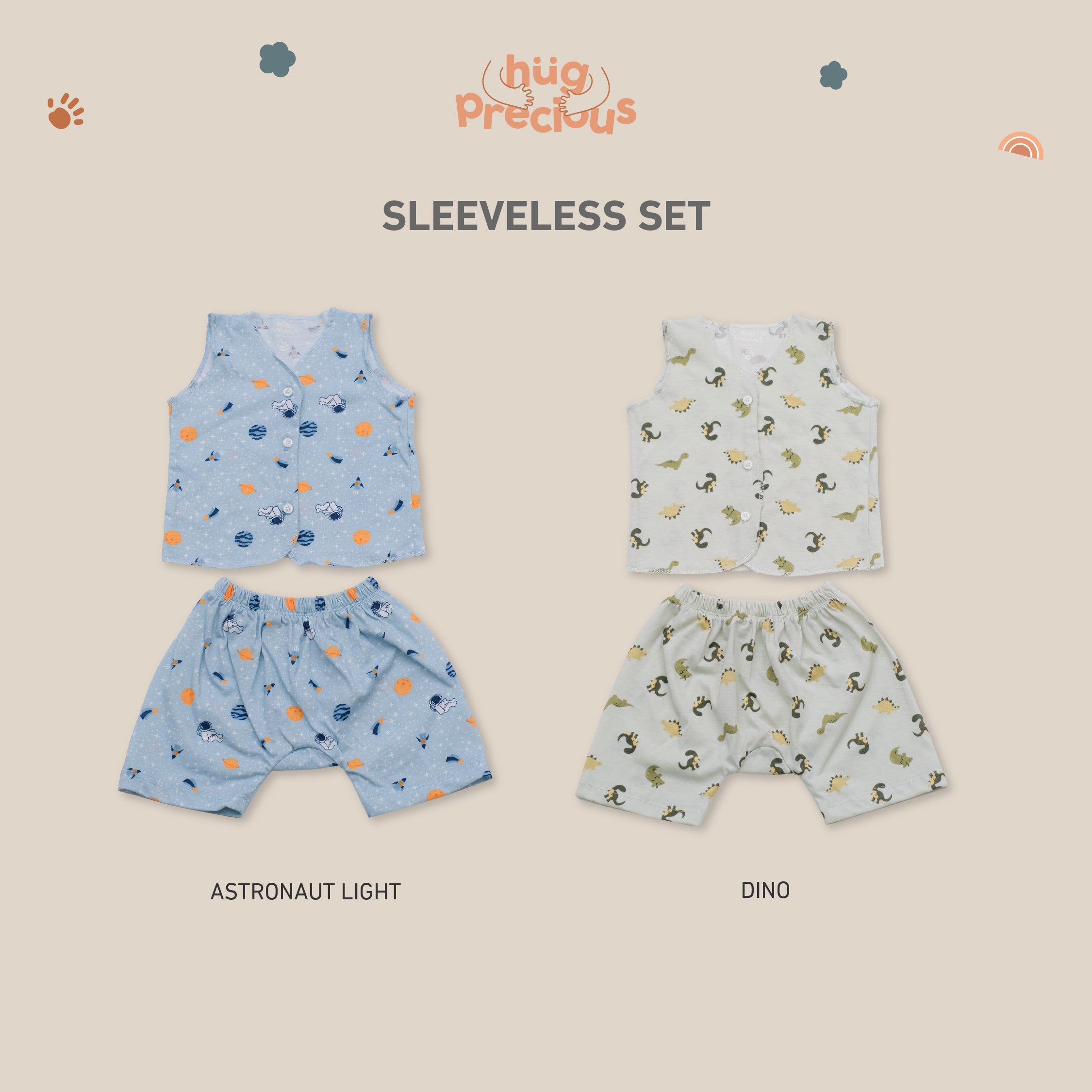 Little Wear Short Sleeveless Set - 4.0 (Setelan Baju Bayi Lengan Buntung)