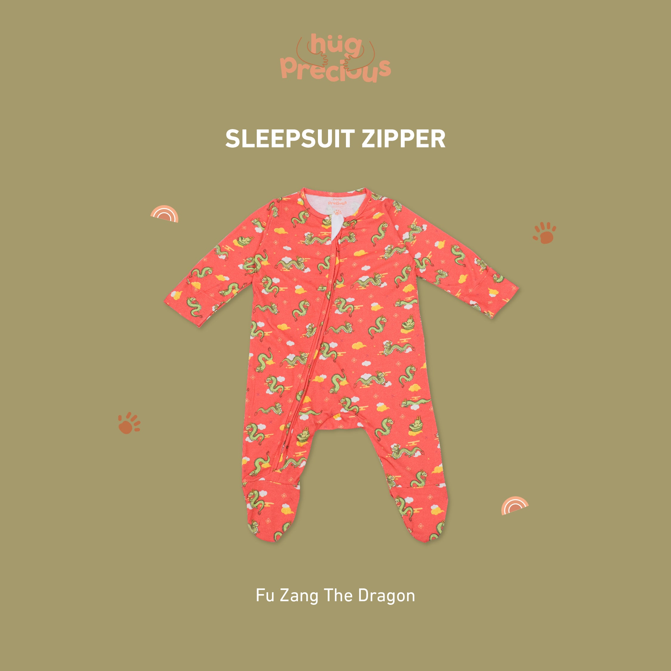 Sleepsuit Zipper FUZANG THE DRAGON Bamboo