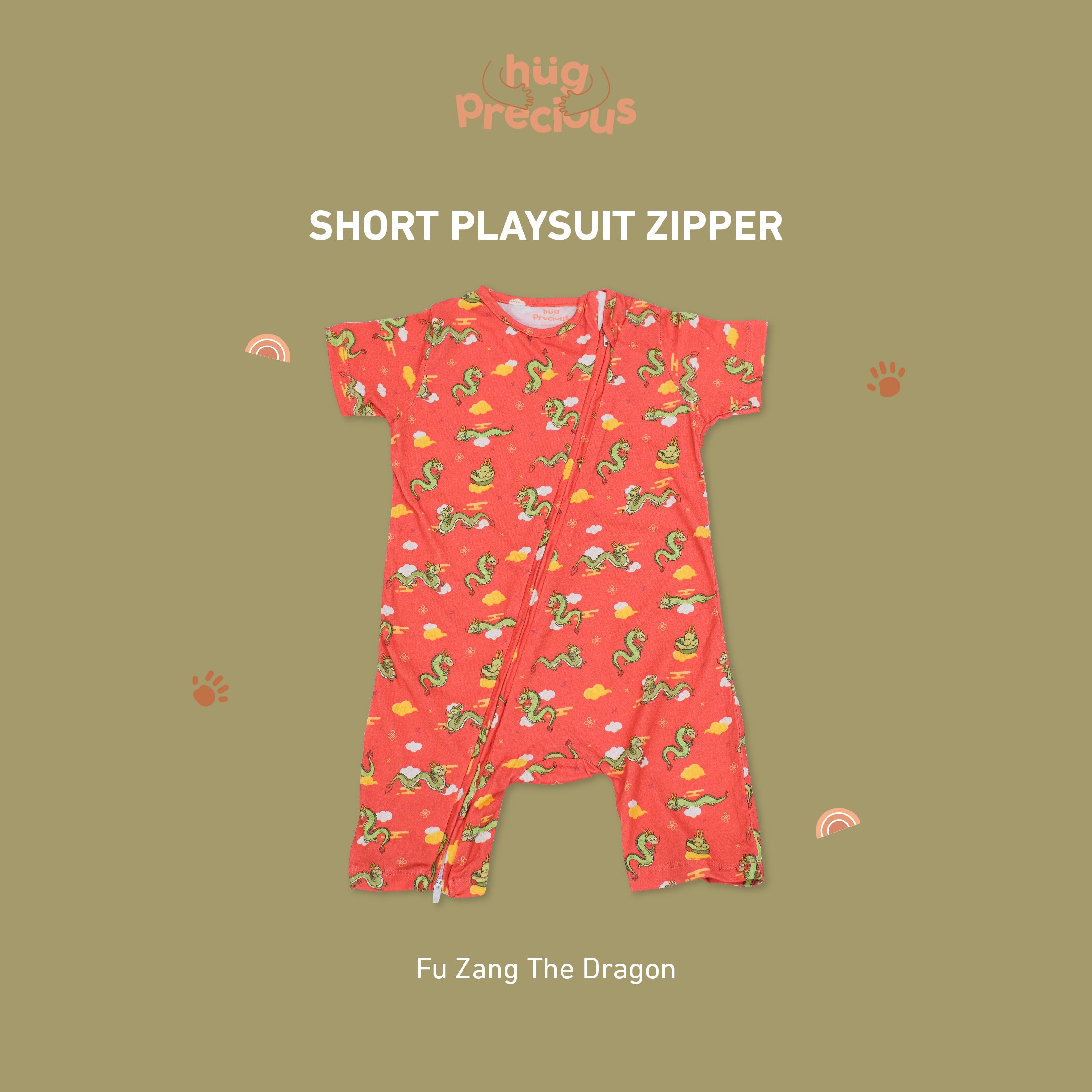 Short Playsuit Zipper FUZANG THE DRAGON Bamboo