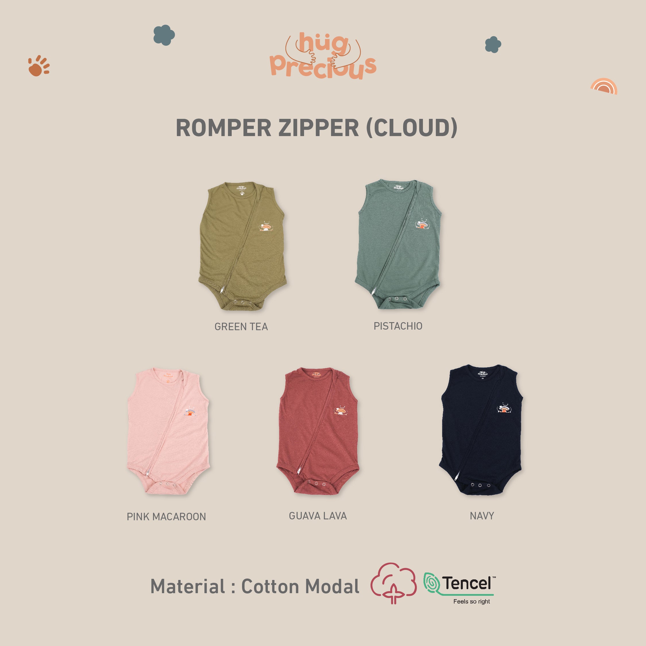 Romper Zipper CLOUD Modal